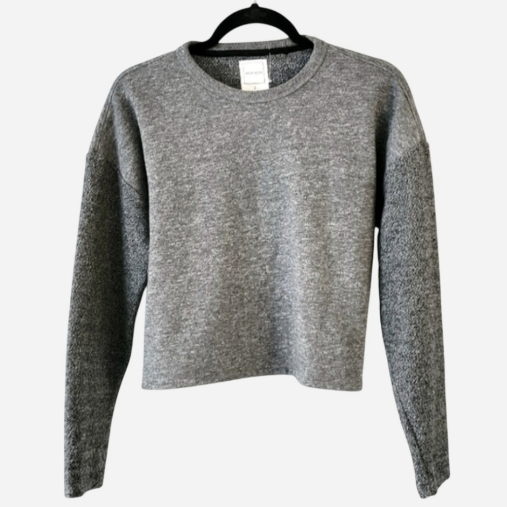 Jason Scott Pullover Sweater Gray Terry Small Top Knit Cozy Comfy Trendy